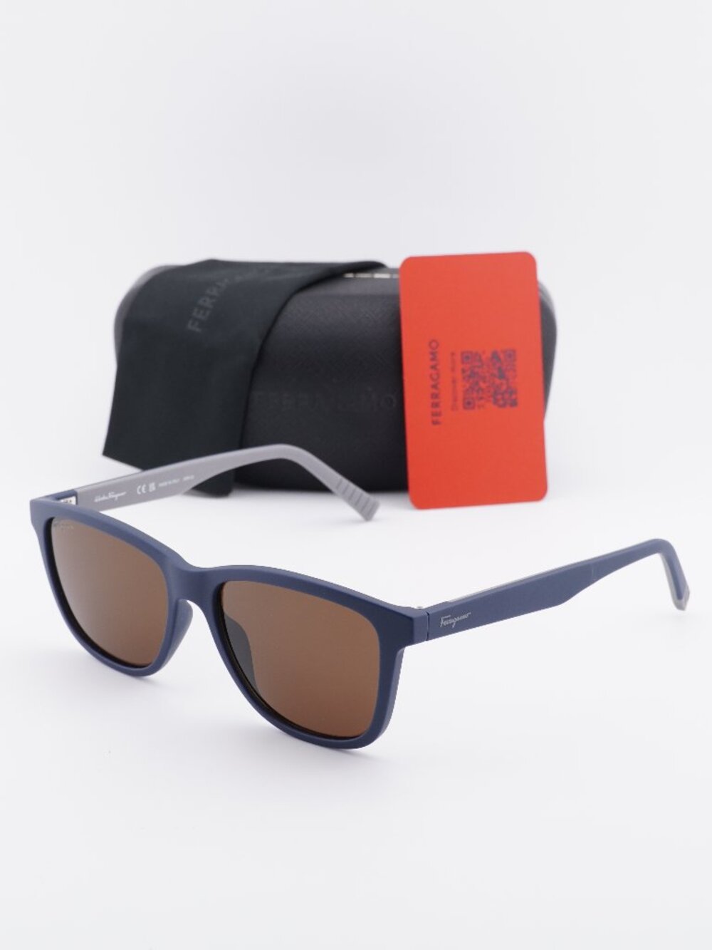 Salvatore Ferragamo SF998S 427 Square Sunglasses - Matte Blue  / Brown